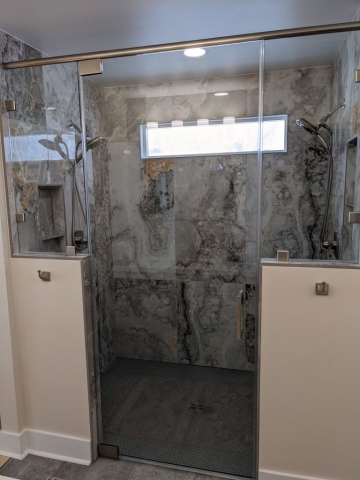 Marble looking shower for two